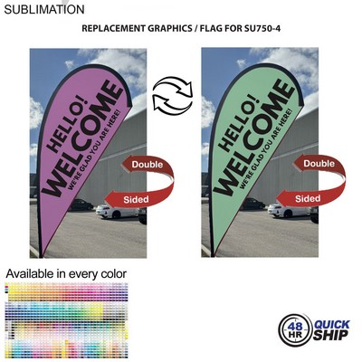 48Hr Quick Ship - Replacement Flag for 9' Small Tear Drop Flag Kit, Full Color Graphics Double Sided