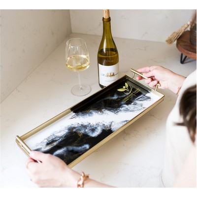 Gold Metal Rectangle Tray - Onyx