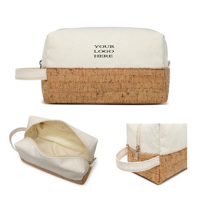Canvas And Cork Splicing Makeup Bag