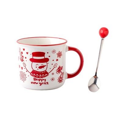 12 Oz. Printed Christmas Mug W/ Spoon - Snowman