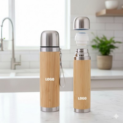 450Ml Bamboo Stainless Steel Thermos