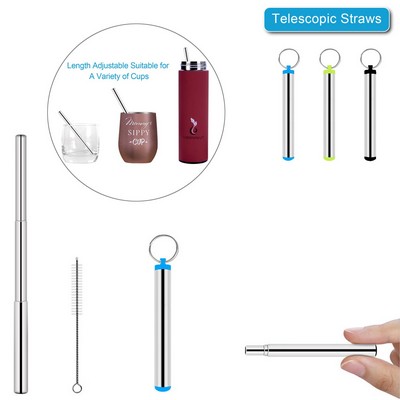 Telescope Metal Straw w/Key Chain