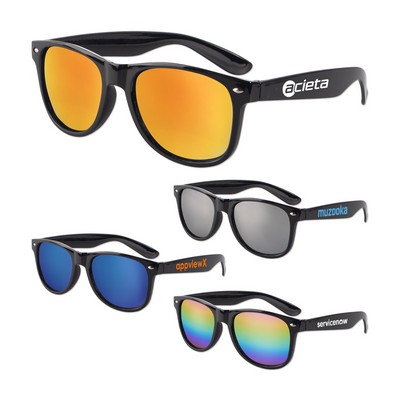 Iconic Black Frame w/Mirror Lens Sunglasses
