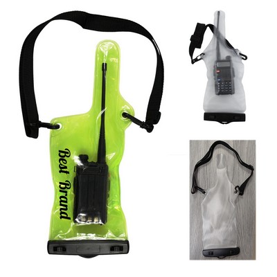 Vinyl Transparent Waterproof Walkie Talkie Pouch with Strap