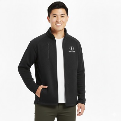 Men's Heathered Full Zip Brushed Back Fleece Jacket