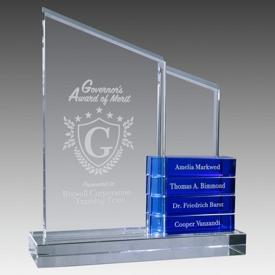 Crystal Perpetual Standup Plaque with 4 Crystal Blocks