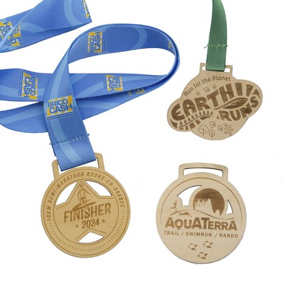 Wood Medals Engraved (2")