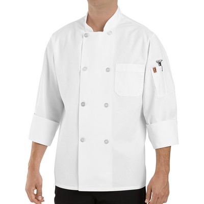 Red Kap® Eight Pearl Button Chef Coat with Thermometer Pocket