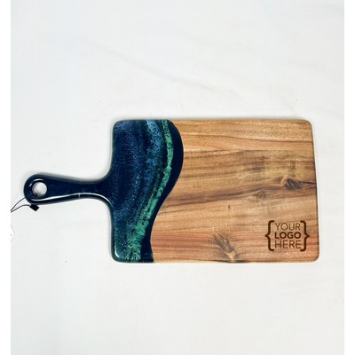 Medium Acacia Cheeseboard Northern Lights Green, Blue, Purple