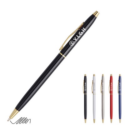 Slim Metal Pen With Curve Clip