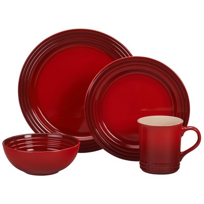 Le Creuset 16Pc Stoneware Dinnerware Set Cerise
