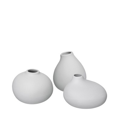 Blomus Nona Micro Chip Gray Porcelain Mini Vases - Set Of 3