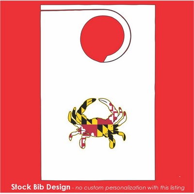 Stock "Maryland Flag Crab" Design Poly Backed Paper Bibs w/Ties Minimum 25 bibs