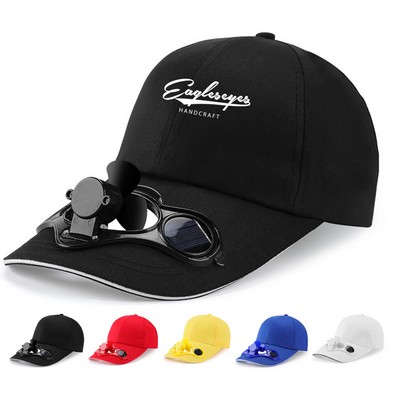 Solar Power Baseball Cap with Fan