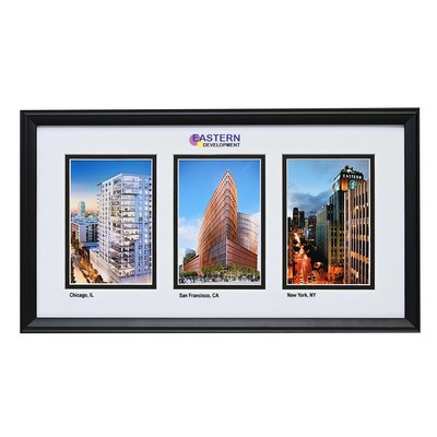 Sculptured Matte Black Triple opening matted frame