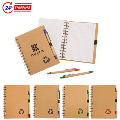 Kraft Paper Spiral Notepad & Pen Set