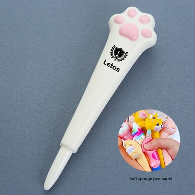Cutie Dog Paw Stress Reliever Pen 2" 1 Squeeze Toy Pen PU Foam Gel Ink Pen