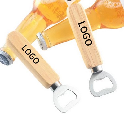 Wooden Handle Stainless Steel Bottle Opener