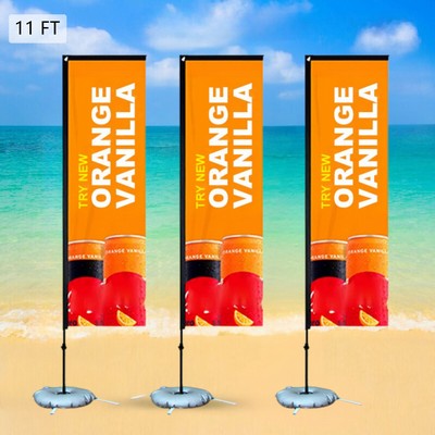 11' Rectangular Advertising Feather Flag Double Sided Banner Flag Kit Hardware Set W/ Carry Bag