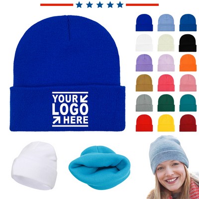 Unisex Cuffed Winter Knitted Beanie Hat