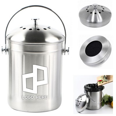 Stainless Steel Kitchen Trash Cans W/ Handle