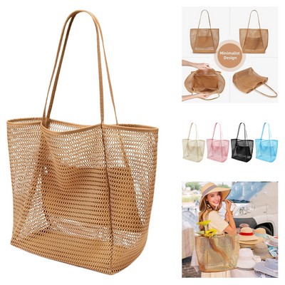 Mesh Beach Tote Bag W/ Inner Open Pocket