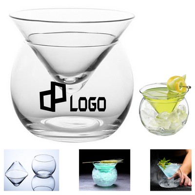 7Oz Cocktail Triangle Glass Cup W/ Spherical Base