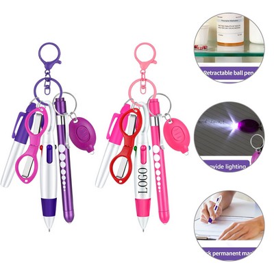 6-in-1 Shuttle Pens Retractable w/ Carabiner Keychain