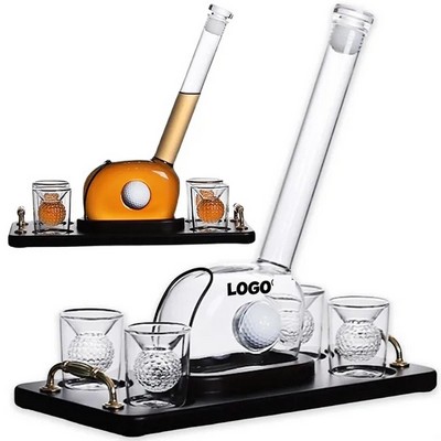 Golf Themed Whiskey Decanter Set with Shot Glasses