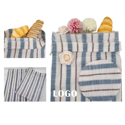 Single Layer Striped Drawstring Bread Bags