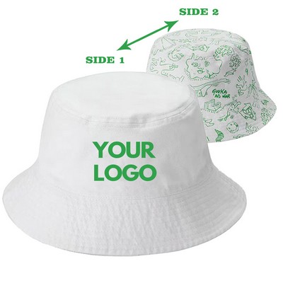 Unisex Polyester Full Color Reversible Bucket Sun Hat Packable Beach Cap