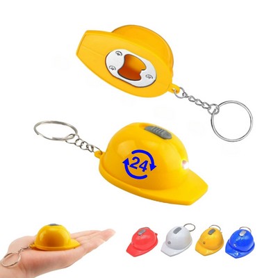 Mini Helmet Flashlight Keychain w/Bottle Opener