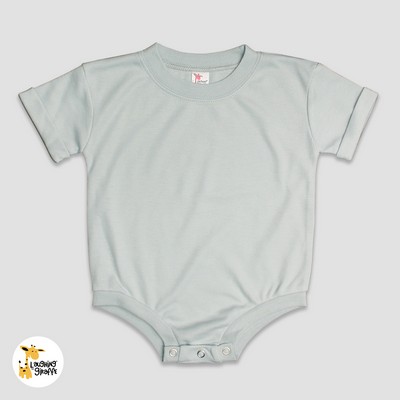 Rolled Short Sleeve Baby Bubble Rompers Silver 100% Polyester- Laughing Giraffe®