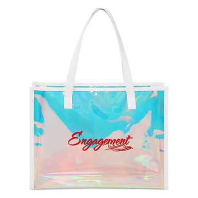TPU Holographic Tote Bag With Leather Handle