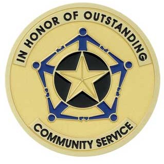2" Outstanding Community Service Etched Enameled Medallion Insert Disc