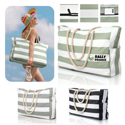Large Capacity Beach Zipper Storage Tote Bag