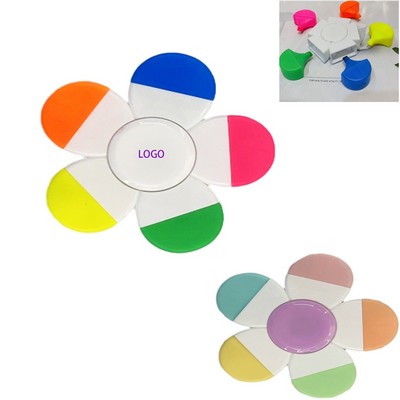 Rotary 5 Color Fluorescent Watercolor Pen Flower Shape Multi-Marker