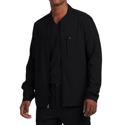 Men's 3-Pocket Mock Neck Knit Cuffs Jacket