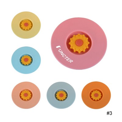 Sunflower Silicone Drink Cup Lid Cover 5.51"