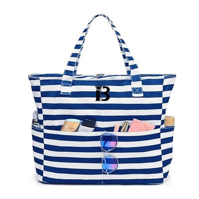 Sandproof Zipper Beach Tote Bag for Pool Gym Grocery Travel