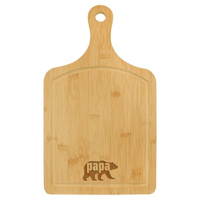 Bamboo Cutting Board Paddle Shape with Drip Ring, 15 1/2" x 9"