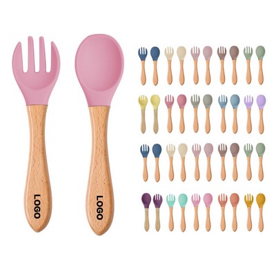 Food-grade Silicone Forks and Spoons for Baby Complementary Food Feeding