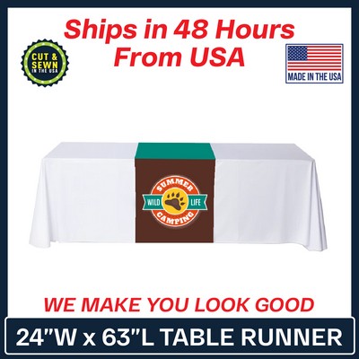 24" x 63" Table Runner Polyester Full Color Dye Sublimation - Made in the USA