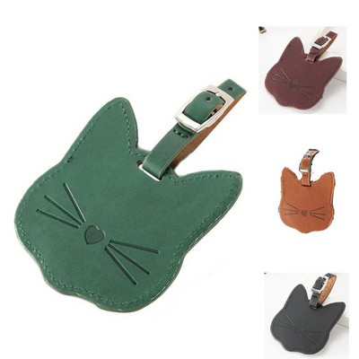 Cat Shape PU Leather Luggage Tag