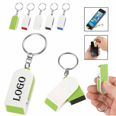 3" 1 Promo Phone Stand And Screen Cleaner Combo Keychain