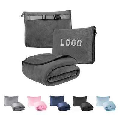 2-in-1 Travel Blanket with Storage Pouch