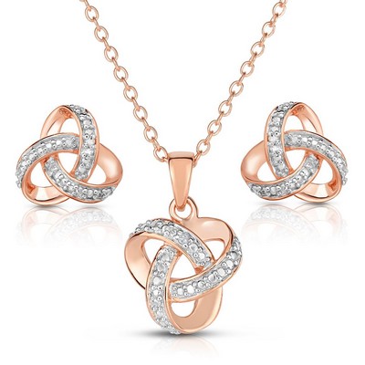 Jilco Inc Diamond Love Knot Set - Rose Gold