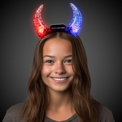 Pad Printed Red/Blue Light Up Crystal Devil Horns