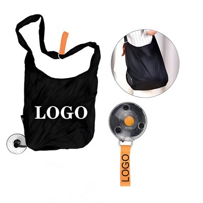 Custom Portable Nylon Folding Grocery Bag w/Pull-out Handle 4"x4"