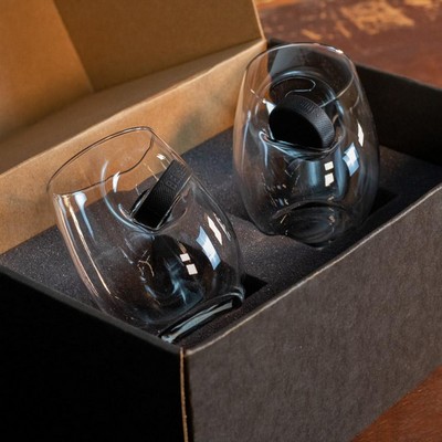 Hockey Puck Embedded Wine Glass Gift Set